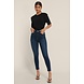 NA-KD SKINNY HIGH WAIST RAW HEM JEANS - Dark Blue NA-KD SKINNY HIGH WAIST RAW HEM JEANS - Dark Blue