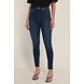 NA-KD SKINNY HIGH WAIST RAW HEM JEANS - Dark Blue NA-KD SKINNY HIGH WAIST RAW HEM JEANS - Dark Blue