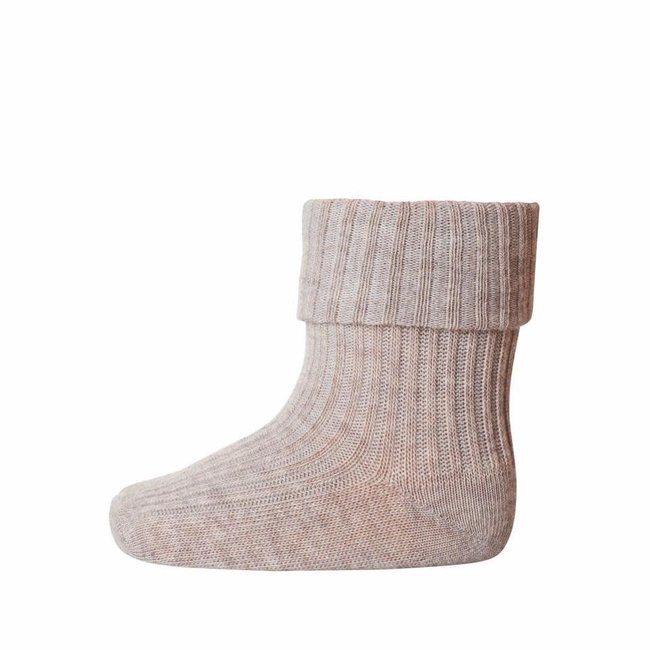 MP Denmark cotton rib baby socks light brown melange
