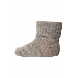 MP Denmark wool rib baby socks light brown melange