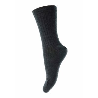 MP Denmark wool rib socks dark grey melange