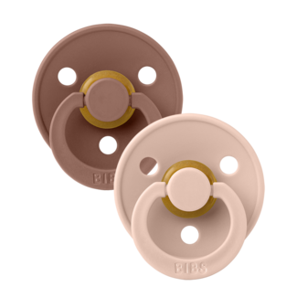 BIBS 2-pack symmetrical pacifier size 1 (woodchuck/blush)