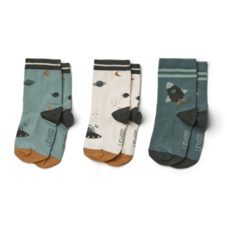 LIEWOOD silas cotton socks 3-pack space blue mix