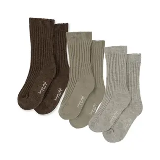 KONGES SLOJD rib socks soft grey/ment/brown 3-pack