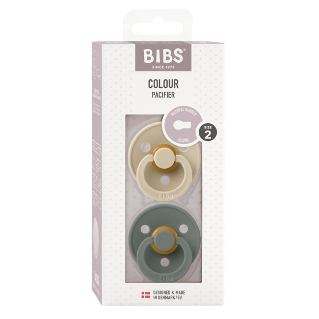 BIBS 2-pack round pacifier size 2 (vanilla/pine)