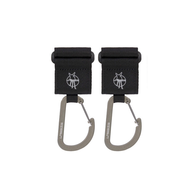 LÄSSIG stroller hooks with carabiner black 2 pack