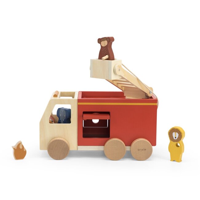 TRIXIE wooden animal fire truck