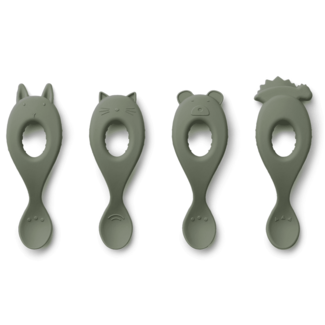LIEWOOD liva silicone spoon 4-pack - faune green