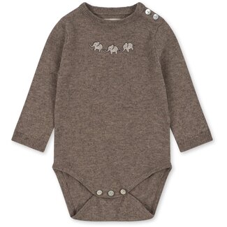 KONGES SLOJD nubi knit romper bunny brown melange elephant