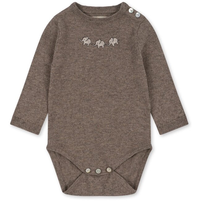 KONGES SLOJD nubi knit romper bunny brown melange elephant