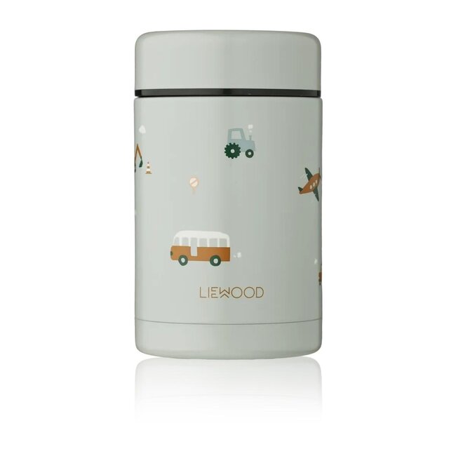 LIEWOOD bernard food jar vehicles/dove blue mix