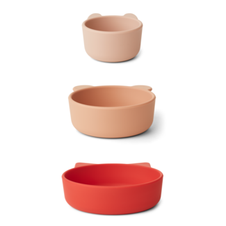LIEWOOD eddie silicone bowls 3-pack apple red/rose multi mix