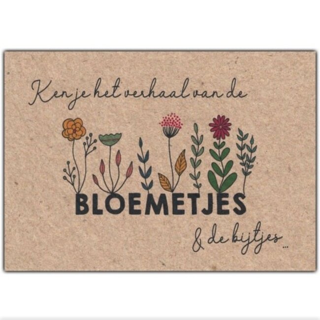 flower card kraft bloemetjes bijtjes