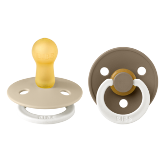 BIBS 2-pack round pacifier size 2 (GLOW oak/vanilla)