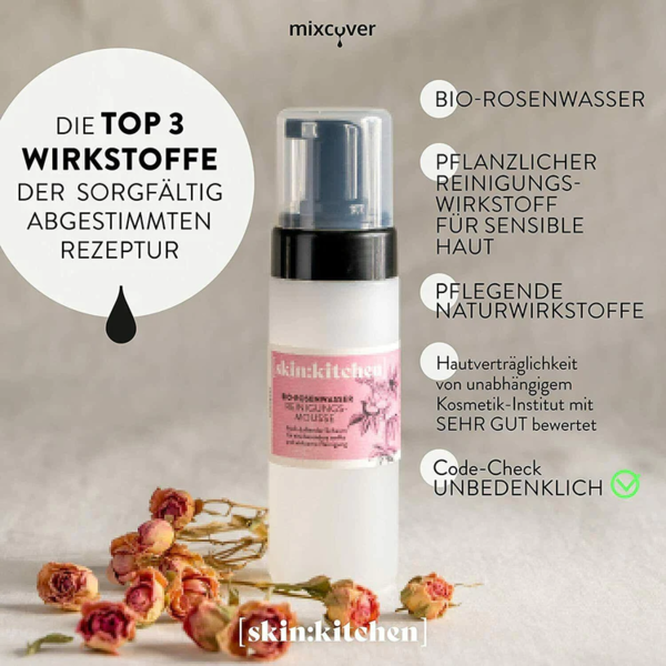 Mixcover Naturkosmetik Reinigungsmousse  Rosenhydrolat Tonic selber herstellen skin:kitchen DIY Set  Rosenhydrolat Tonic für Küchenmaschinen wie Thermomix oder Monsieur Cuisine Connect / Monsieur Cuisine Smart