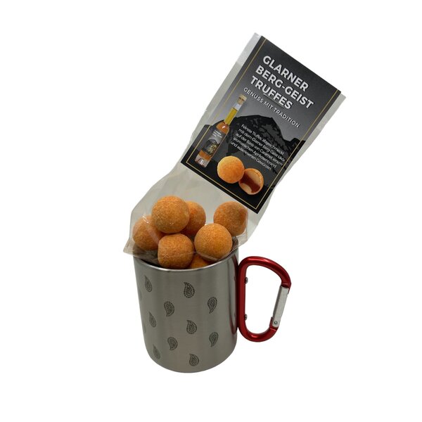 Glarner Outdoor Tasse gefüllt mit Truffes Berg-Geist