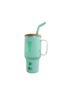  Glasbecher mit Strohhalm & Bambusdeckel – für Auto-Becherhalter, mint