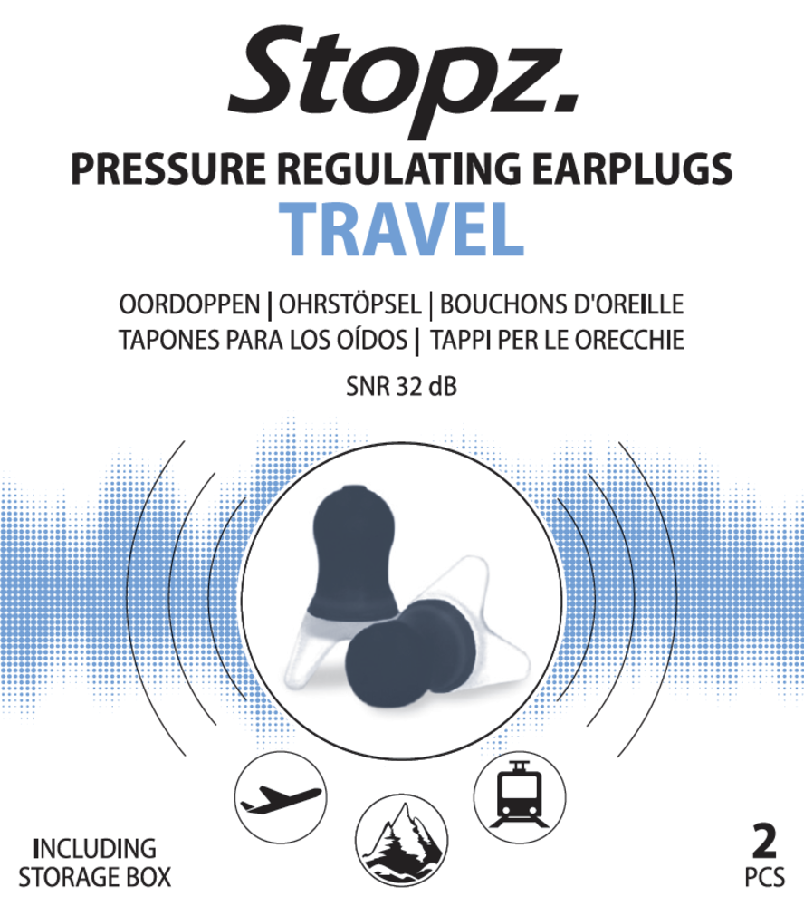 Stopz Oordoppen Travel - 1 paar - Drukregulerend - SNR 32dB Stopz Oordoppen Travel - 1 paar - Drukregulerend - SNR 32dB
