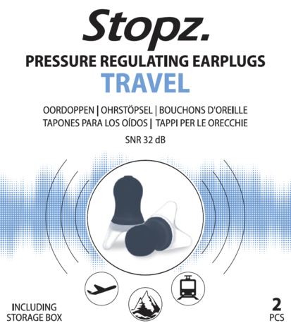 Stopz Oordoppen Travel - 1 paar - Drukregulerend - SNR 32dB Stopz Oordoppen Travel - 1 paar - Drukregulerend - SNR 32dB