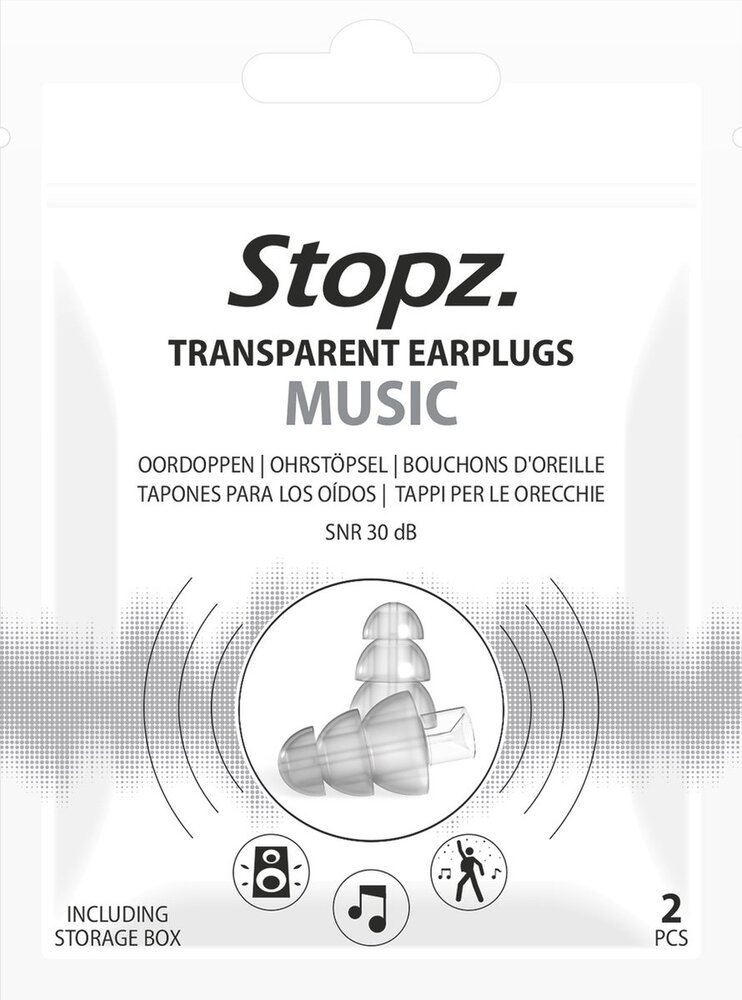 Stopz Oordoppen Music Transparant - Festivals - Concerten -  Party - 1 paar