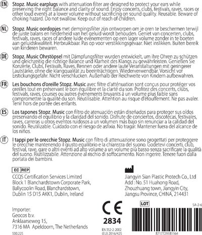 Stopz Oordoppen Music Transparant - Festivals - Concerten -  Party - 1 paar