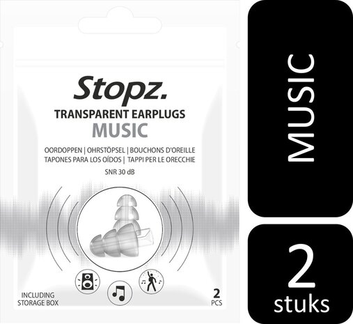 Stopz Oordoppen Music Transparant - Festivals - Concerten -  Party - 1 paar