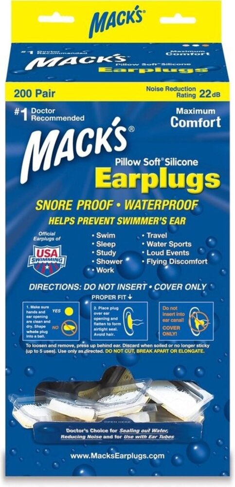 Macks Pillow Soft Oordopjes 200 paar dispenser | kleur wit