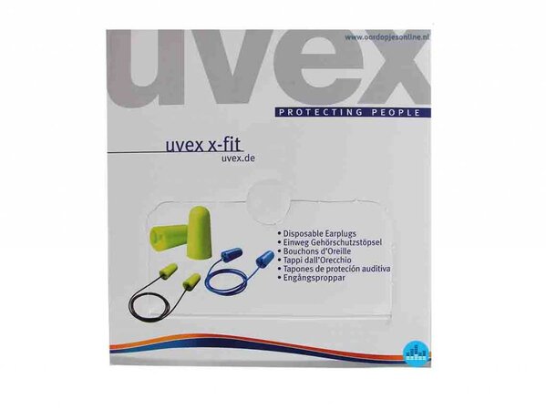 Uvex X-Fit gehoorbescherming met koord | SNR 37dB | 100 paar Uvex X-Fit gehoorbescherming met koord | SNR 37dB | 100 paar