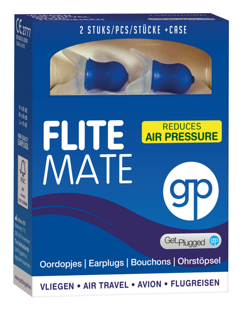 Get Plugged Flite Mate I drukregulerende oordopjes tegen oorpijn  - Copy