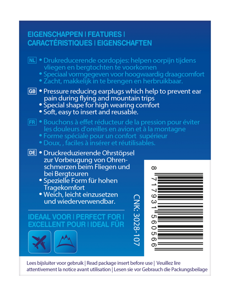 Get Plugged Flite Mate I drukregulerende oordopjes tegen oorpijn  - Copy