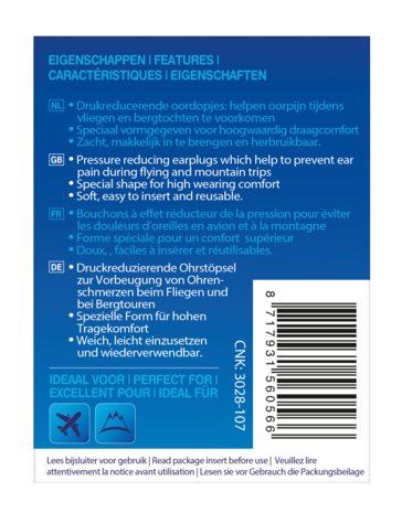 Get Plugged Flite Mate I drukregulerende oordopjes tegen oorpijn  - Copy
