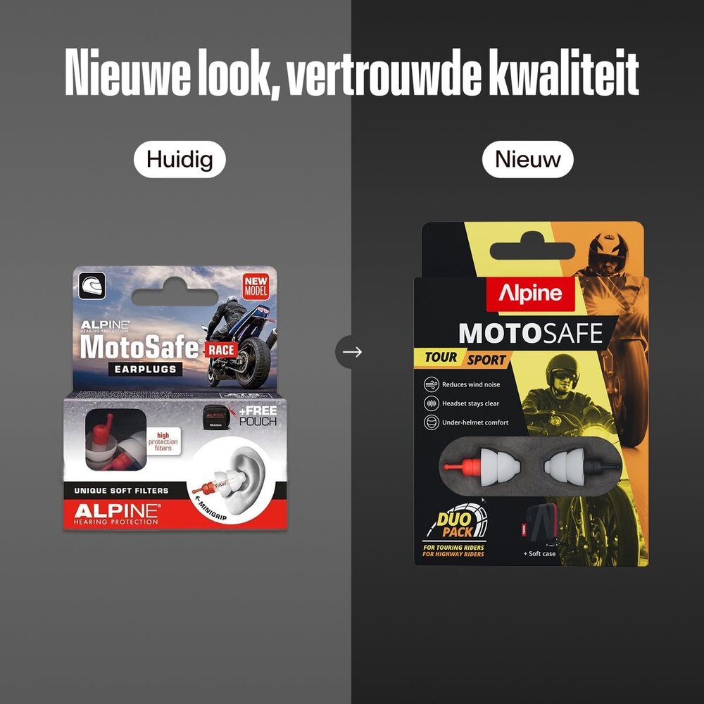 Alpine MotoSafe Duo pack | motor oordopjes | 2 paar |  Tour en Sport