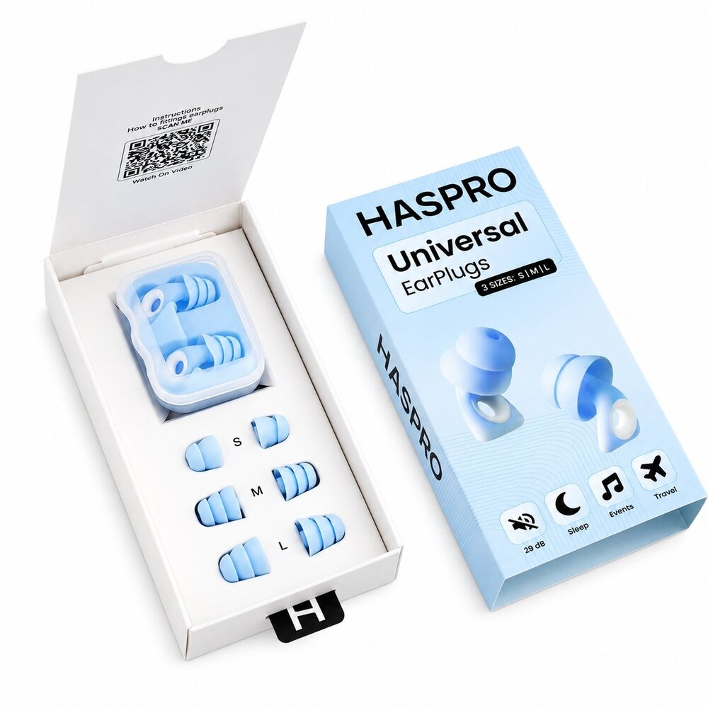Haspro® Oordoppen voor Slapen, Reizen & Events – maat S/M/L & Opbergcase Haspro® Oordoppen voor Slapen, Reizen & Events – maat S/M/L & Opbergcase