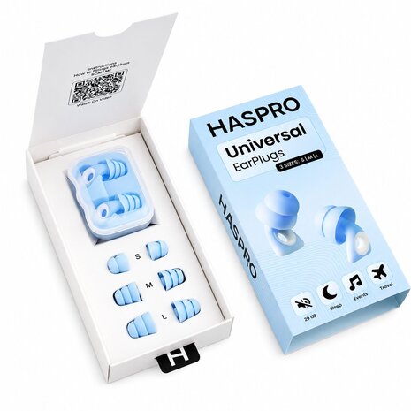 Haspro® Oordoppen voor Slapen, Reizen & Events – maat S/M/L & Opbergcase Haspro® Oordoppen voor Slapen, Reizen & Events – maat S/M/L & Opbergcase