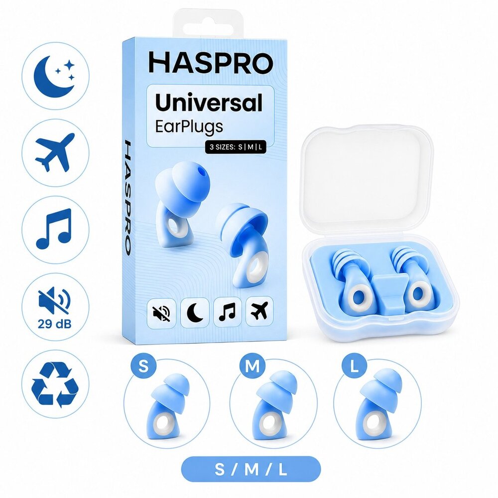 Haspro® Oordoppen voor Slapen, Reizen & Events – maat S/M/L & Opbergcase Haspro® Oordoppen voor Slapen, Reizen & Events – maat S/M/L & Opbergcase