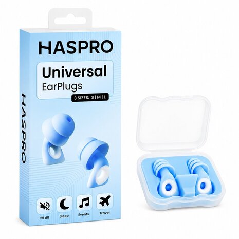 Haspro® Oordoppen voor Slapen, Reizen & Events – maat S/M/L & Opbergcase Haspro® Oordoppen voor Slapen, Reizen & Events – maat S/M/L & Opbergcase