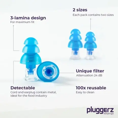 Pluggerz Pro detect | ideaal voor in de voedingsindustrie  | 2 maten S/M en M/L