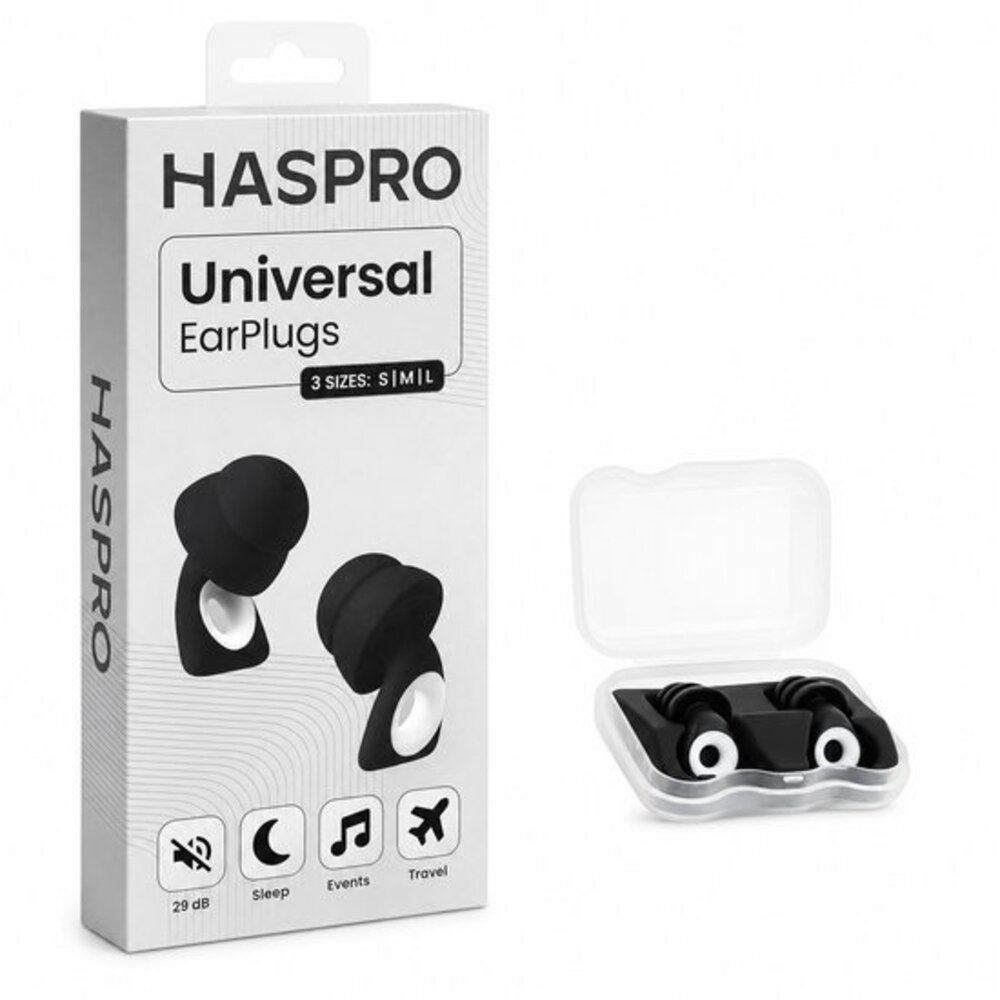 Haspro® Oordoppen voor Slapen, Reizen & Events – maat S/M/L  & Opbergcase