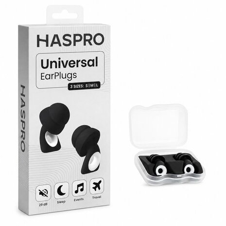 Haspro® Oordoppen voor Slapen, Reizen & Events – maat S/M/L  & Opbergcase