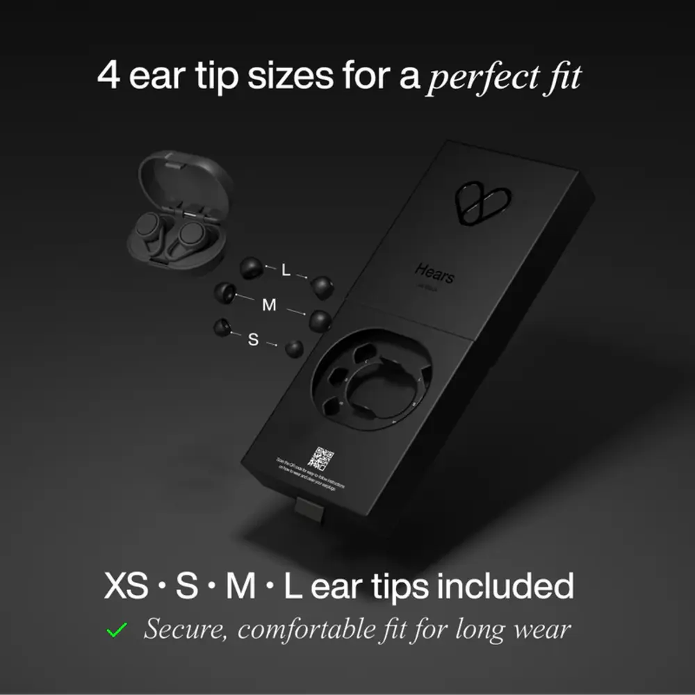 Hears Plus  oordoppen in Jet Black| Innovatief filter met Kristalhelder Geluid