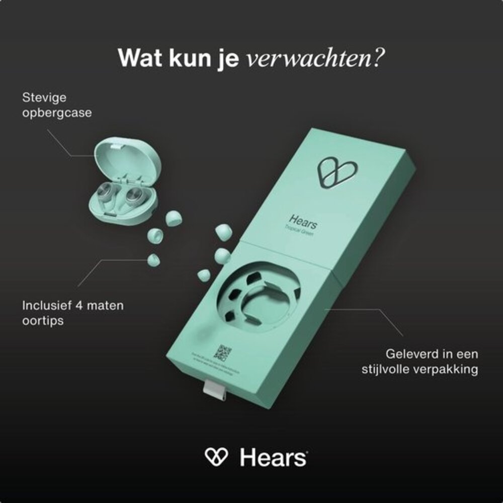 Hears Plus oordoppen in Tropical Green | Innovatief filter met Kristalhelder Geluid Hears Plus oordoppen in Tropical Green | Innovatief filter met Kristalhelder Geluid