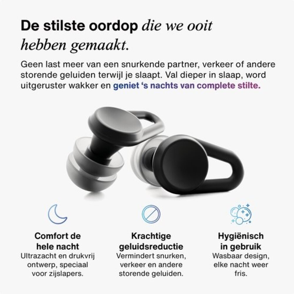 Hears Sleep oordoppen in Midnight Black | ultra zachte slaap oordopjes Hears Sleep oordoppen in Midnight Black | ultra zachte slaap oordopjes