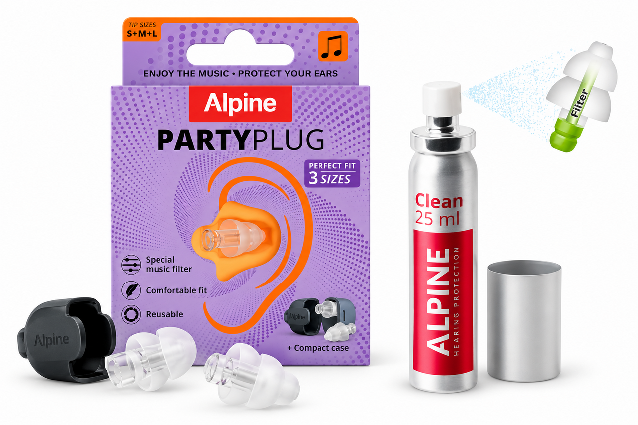 Alpine PartyPlug Transparant + Alpine Clean – beschermen én schoonhouden Alpine PartyPlug Transparant + Alpine Clean – beschermen én schoonhouden