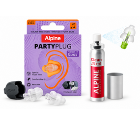 Alpine PartyPlug + Clean Combideal | Oordoppen met reinigingsspray Alpine PartyPlug + Clean Combideal | Oordoppen met reinigingsspray