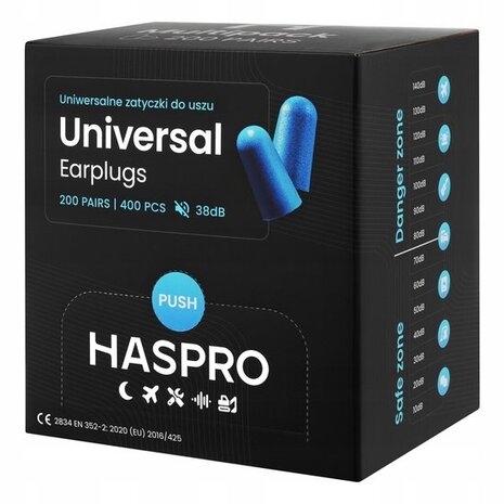 Haspro® BOX Oordopjes Hoge Demping | SNR 38dB | 200 Paar Haspro® BOX Oordopjes Hoge Demping | SNR 38dB | 200 Paar