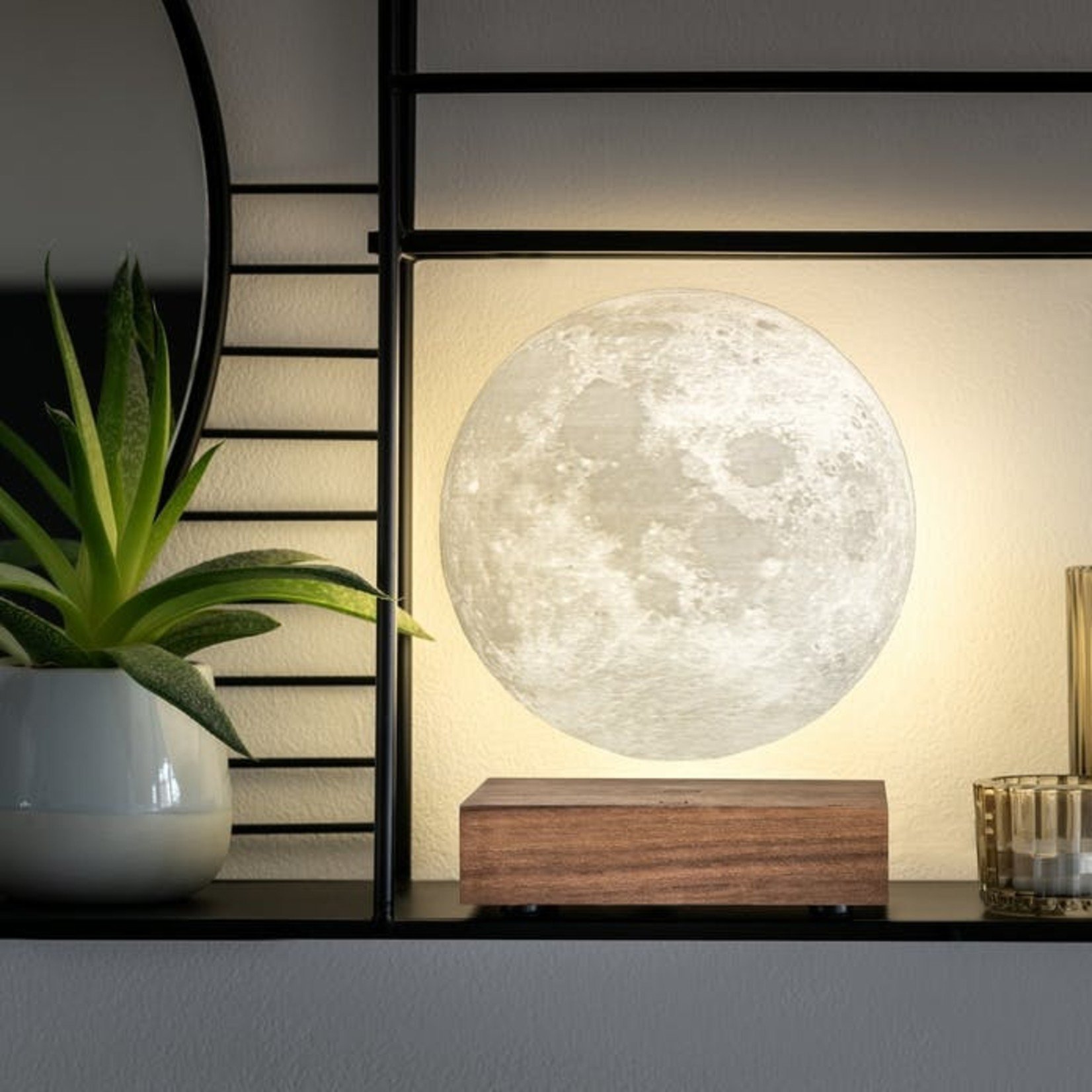 Smart Lampe Lune 3D en bois de noyer "Gingko"