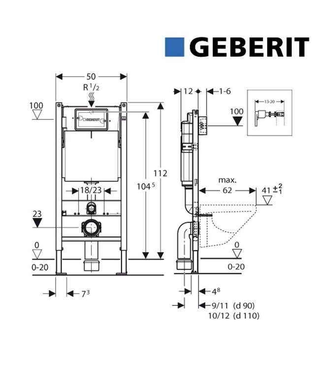 GEBERIT Geberit Duofix Sigma inbouwreservoir UP320 112cm