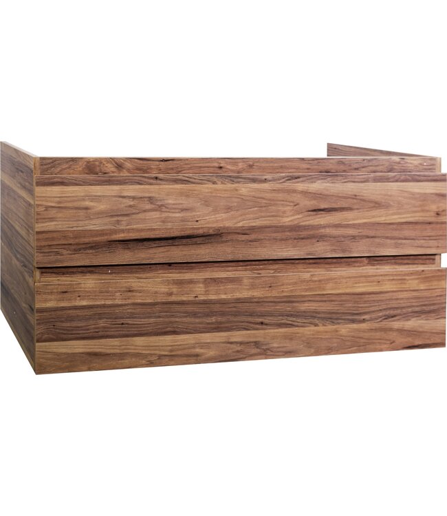 Creavit Sally Badkamermeubel Garda Walnoot 120x45x50cm Dubbele wastafel keramisch met overloop  2x lades softclose Walnoot