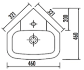 Hoekfontein WC Kwartrond 45x45x16cm Keramiek glans Wit met overloop