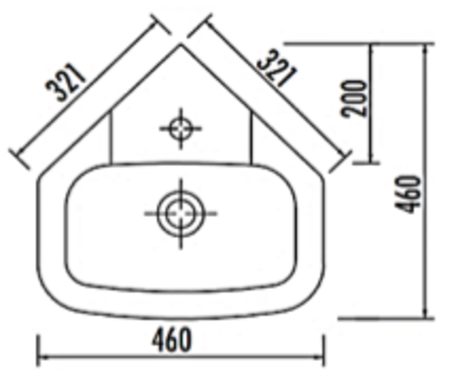 Hoekfontein WC Kwartrond 45x45x16cm Keramiek glans Wit met overloop